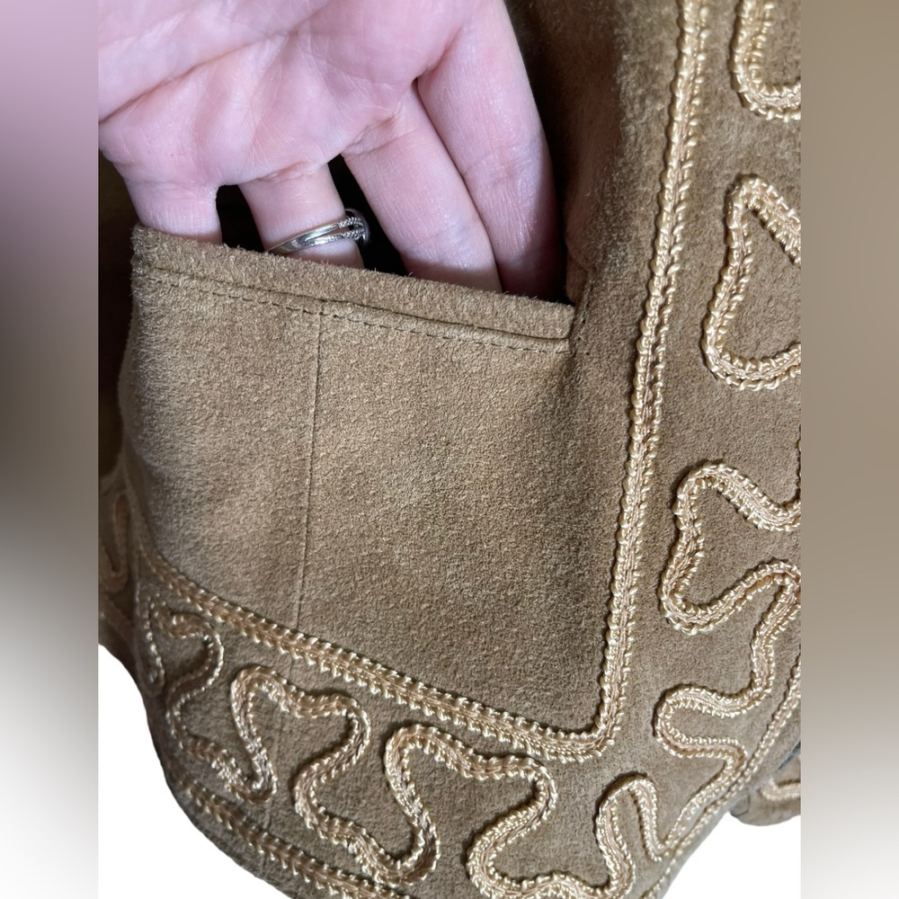 Bamboo Traders size Small 100% leather beige brown embroidered jacket‎ - Picture 6 of 8